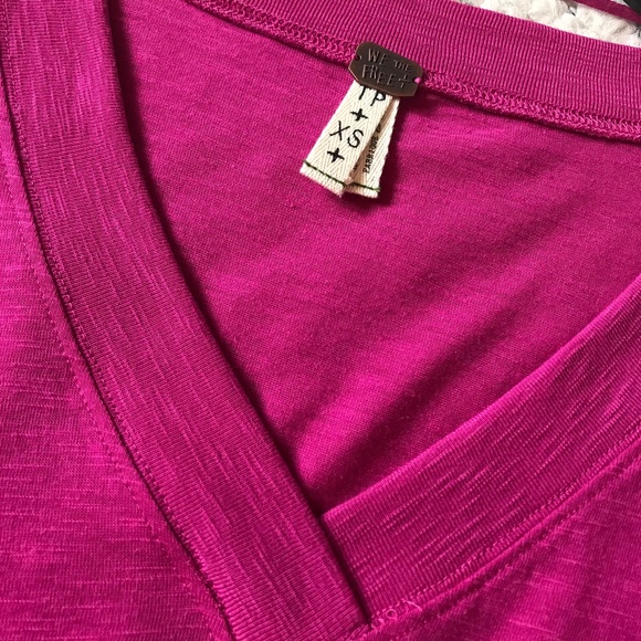 Free People HOT Pink Tunic Tee Dress ❤️XS RARE NWT - Picture 3 of 5
